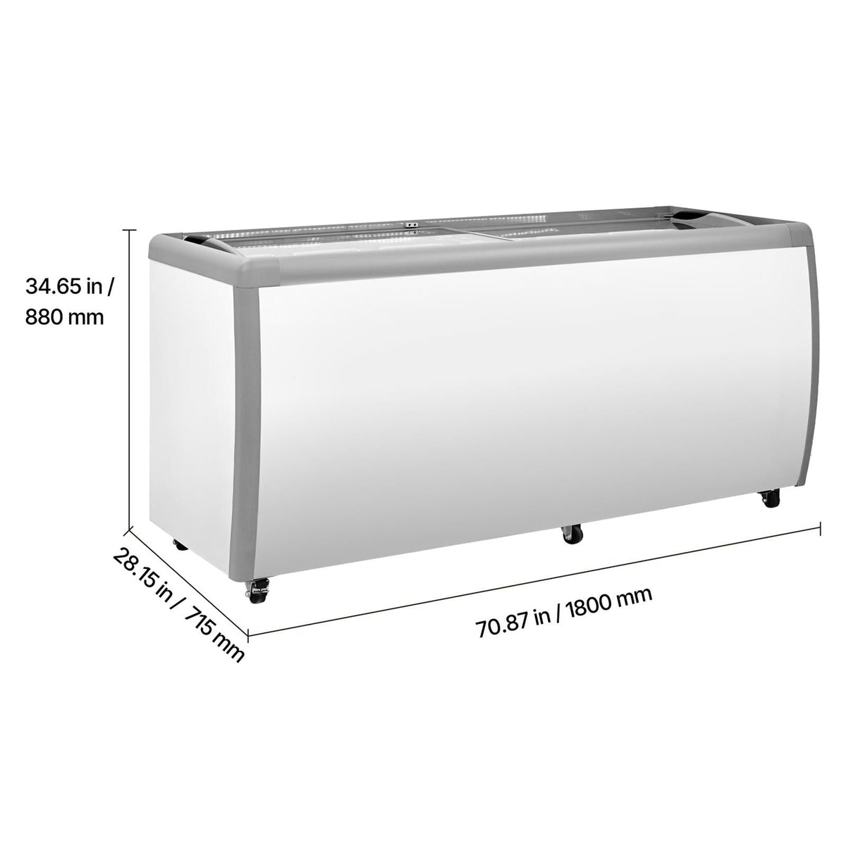 Commercial Ice Cream Display Case, 20 Cu.ft Chest Freezer, Restaurant Gelato Dipping Cabinet Top Deep Freezer with Locking Casters, Sliding Glass Door, LED Lighting, Hold 12 Ice Cream Tubs