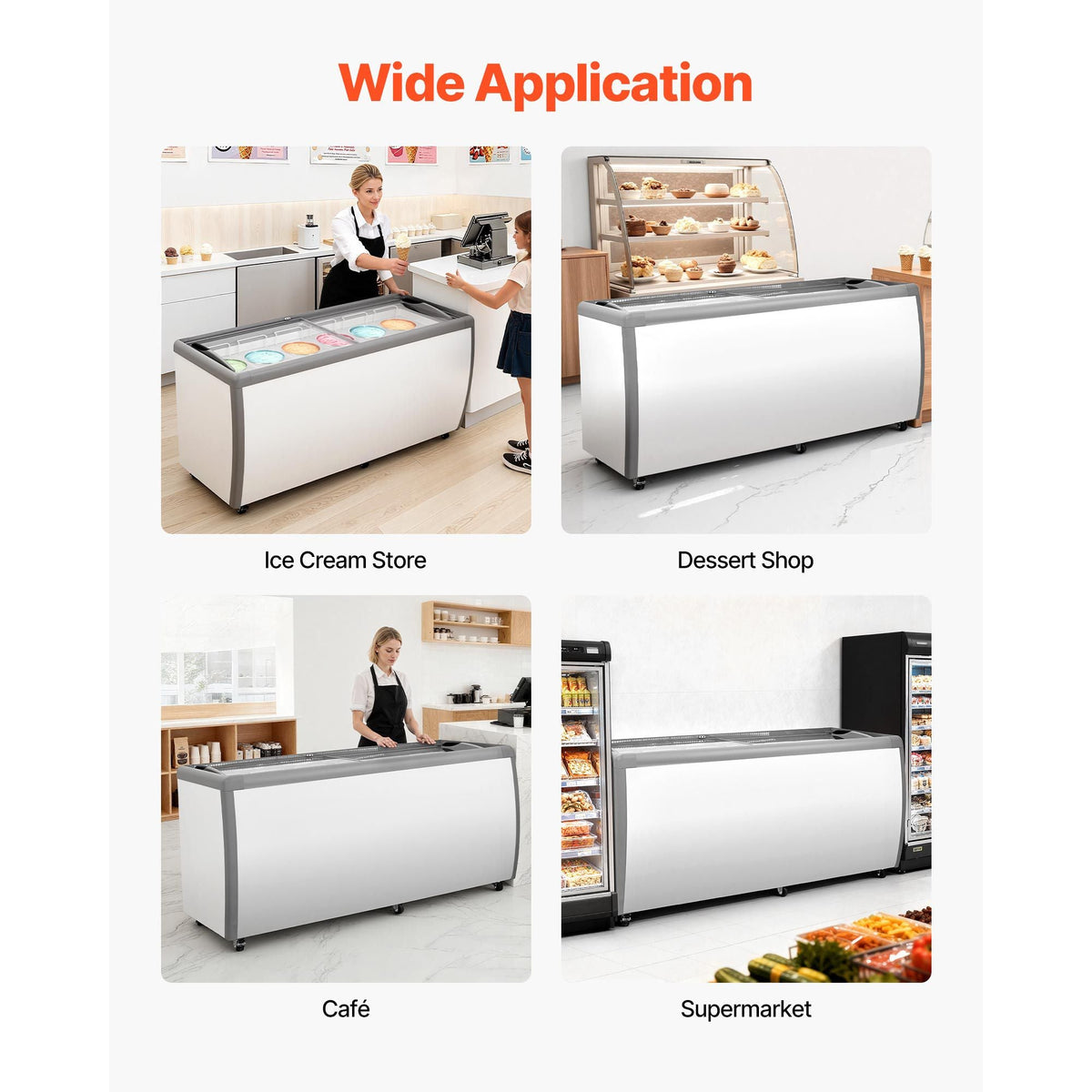 Commercial Ice Cream Display Case, 20 Cu.ft Chest Freezer, Restaurant Gelato Dipping Cabinet Top Deep Freezer with Locking Casters, Sliding Glass Door, LED Lighting, Hold 12 Ice Cream Tubs