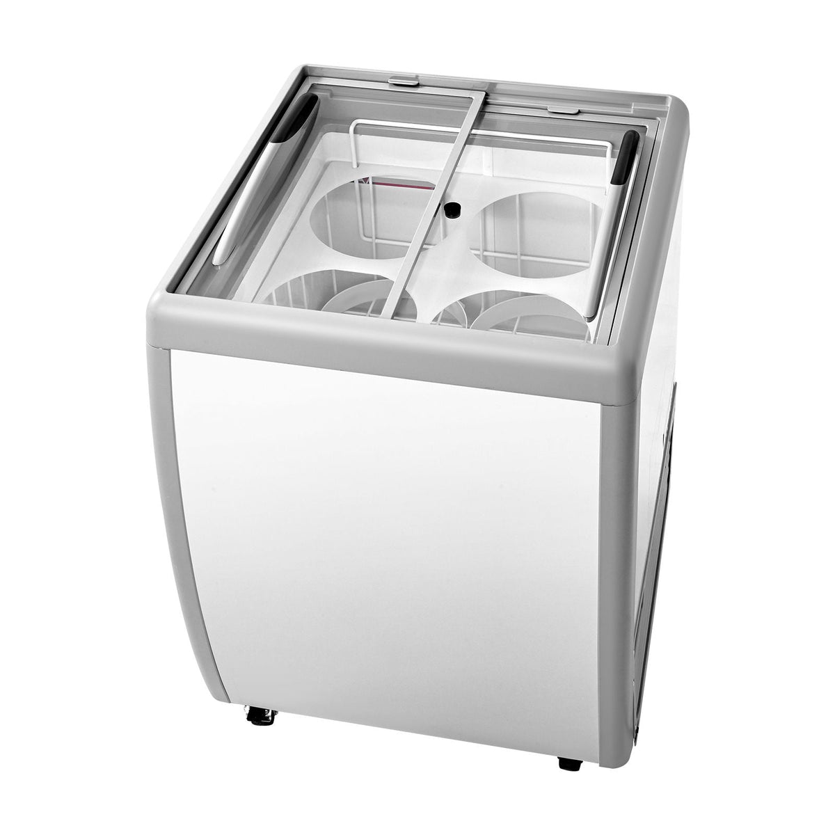 Commercial Ice Cream Display Case, 5.6 Cu.ft Chest Freezer, Restaurant Gelato Dipping Cabinet Top Deep Freezer with Locking Casters, Sliding Glass Door, LED Lighting, Hold 4 Ice Cream Tubs