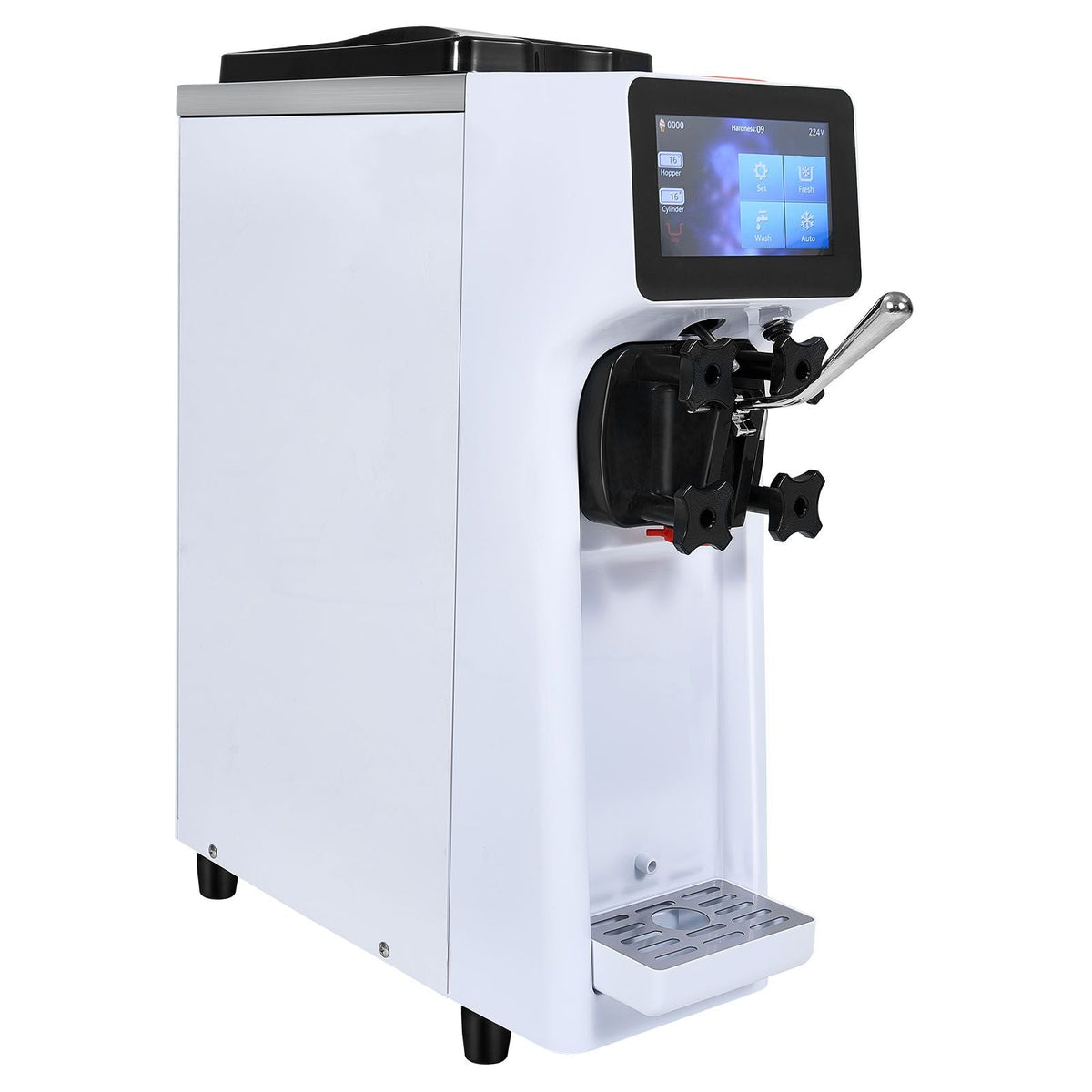 Commercial Ice Cream Machine, 10.6 QT/H Yield, 1000W Single Flavor Countertop Soft Serve Ice Cream Maker, 4L Hopper 1.6L Cylinder, Touch Screen Auto Clean Pre-cooling, for Restaurant Snack Bar