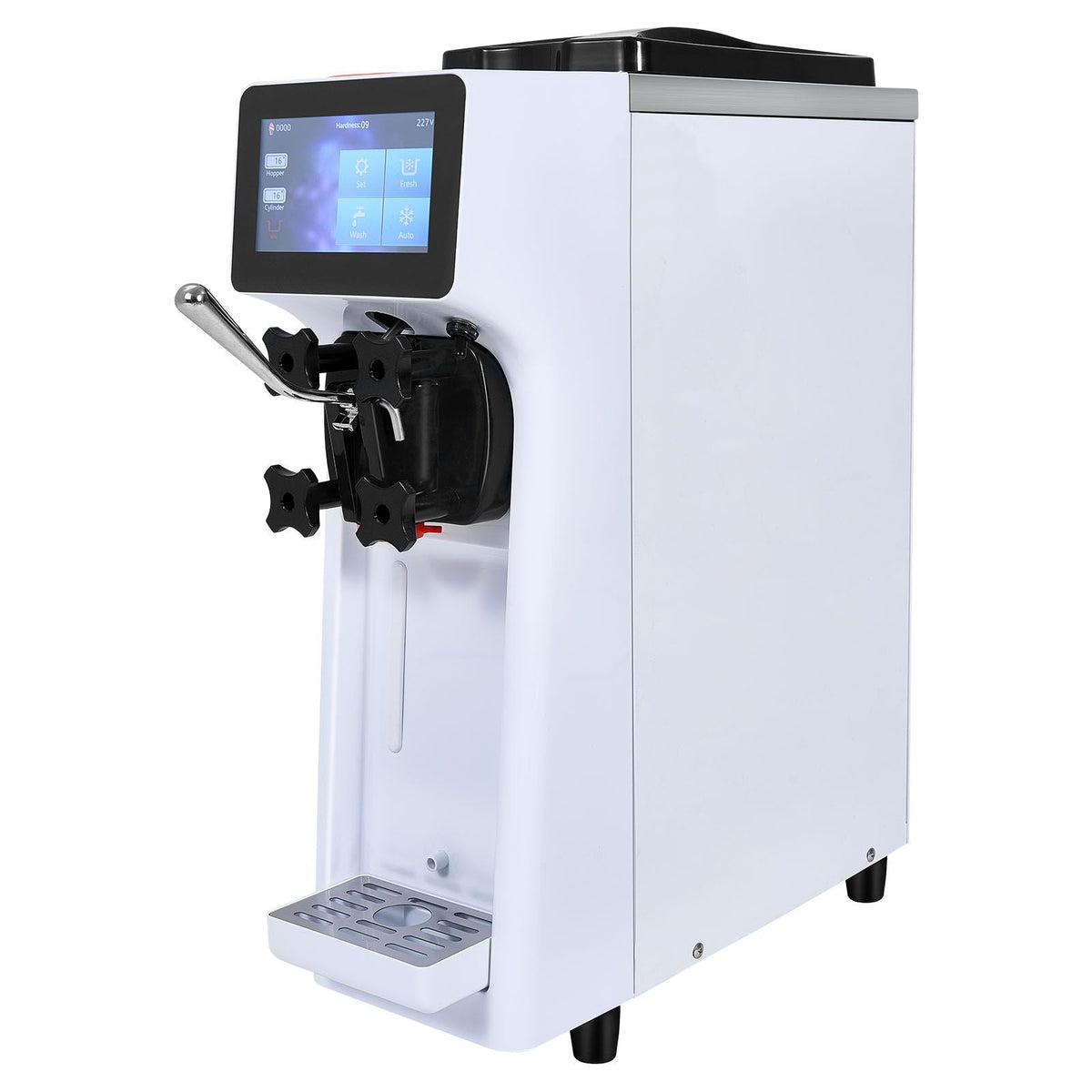 Commercial Ice Cream Machine, 10.6 QT/H Yield, 1000W Single Flavor Countertop Soft Serve Ice Cream Maker, 4L Hopper 1.6L Cylinder, Touch Screen Auto Clean Pre-cooling, for Restaurant Snack Bar