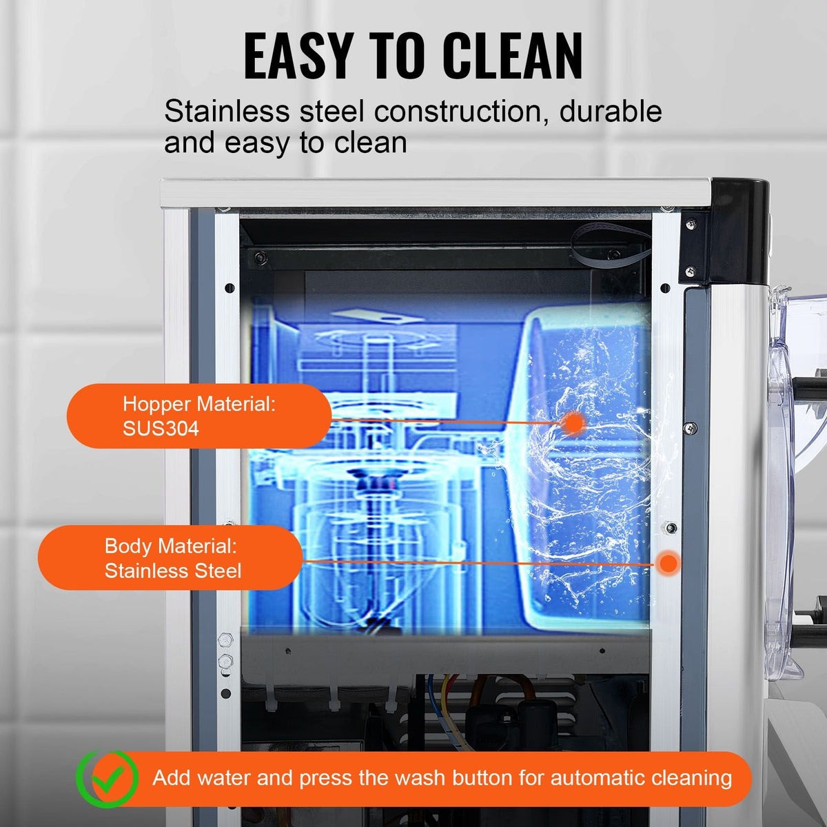 Commercial Ice Cream Machine, 12 L/H Yield, 1713W Single Flavor Countertop Hard Serve Ice Cream Maker, 4.5L Stainless Steel Cylinder, LED Panel Auto Clean Pre-cooling, for Restaurant Snack Bars