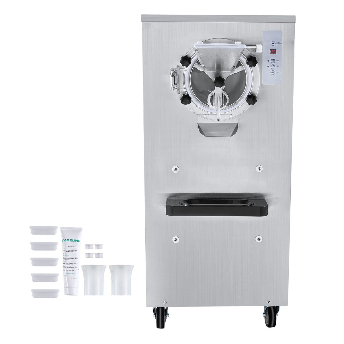 Commercial Ice Cream Machine, 20-25L/H Yield, 2400W 1-Flavor Hard Serve Ice Cream Maker, 8L Stainless Steel Cylinder, Digital Display Auto Clean Adjustable Hardness, for Restaurant Snack Bars