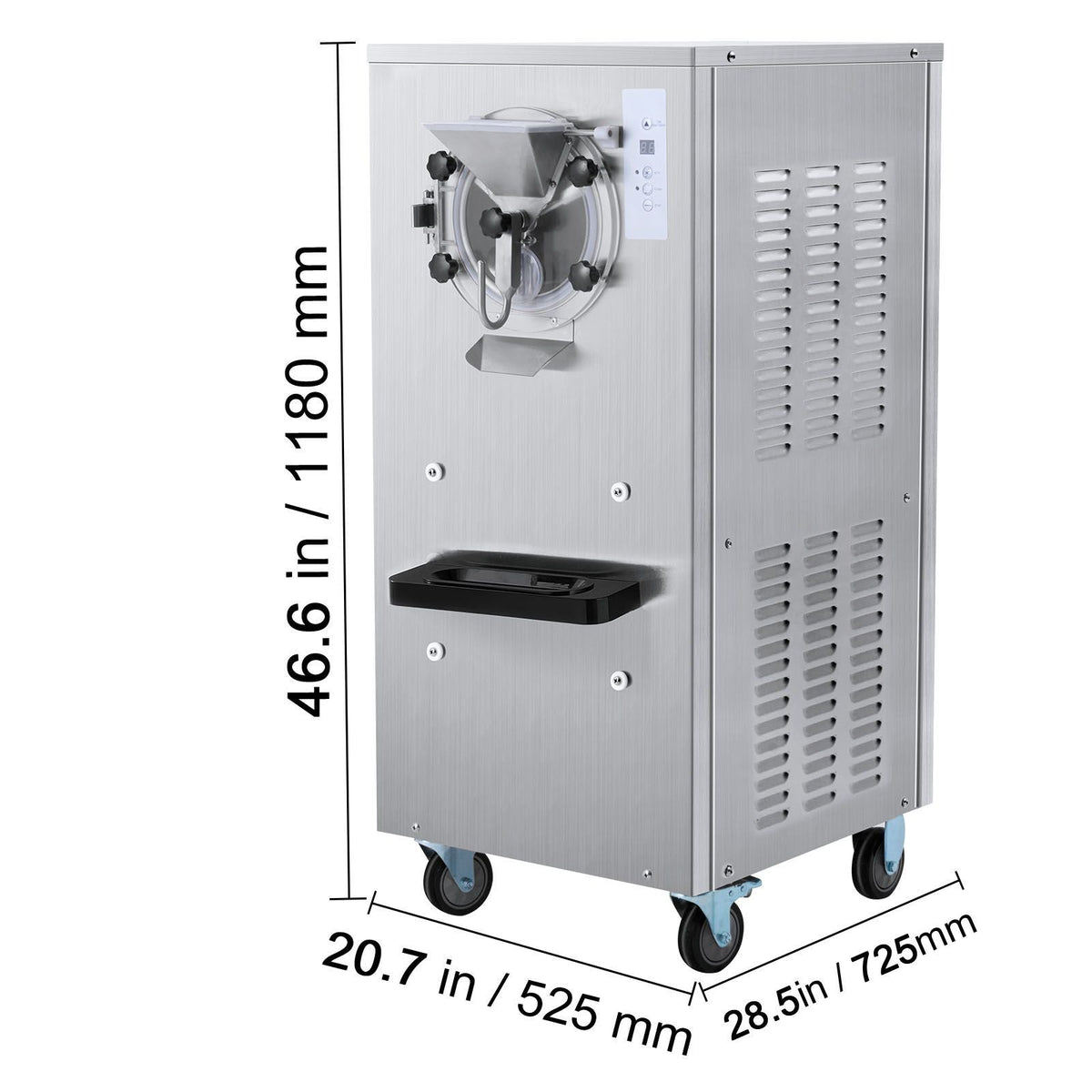 Commercial Ice Cream Machine, 20-25L/H Yield, 2400W 1-Flavor Hard Serve Ice Cream Maker, 8L Stainless Steel Cylinder, Digital Display Auto Clean Adjustable Hardness, for Restaurant Snack Bars
