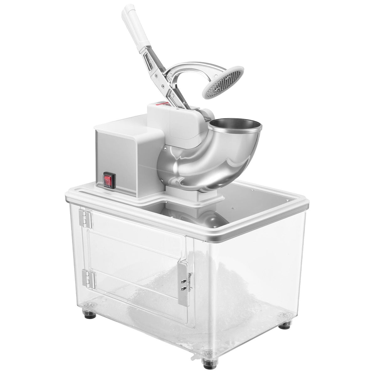 Commercial Ice Crusher 661LBS/H, 350W Electric Snow Cone Machine with 4 Blades, 1400RPM Stainless Steel Shaved Ice Machine with 11 Gal Crushed-Ice Box, for Family Restaurants Bars, White