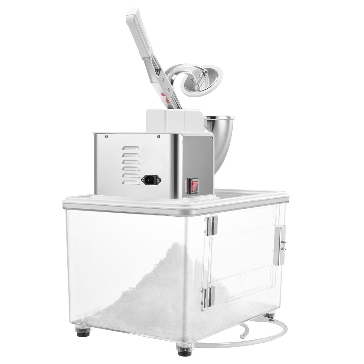 Commercial Ice Crusher 661LBS/H, 350W Electric Snow Cone Machine with 4 Blades, 1400RPM Stainless Steel Shaved Ice Machine with 11 Gal Crushed-Ice Box, for Family Restaurants Bars, White