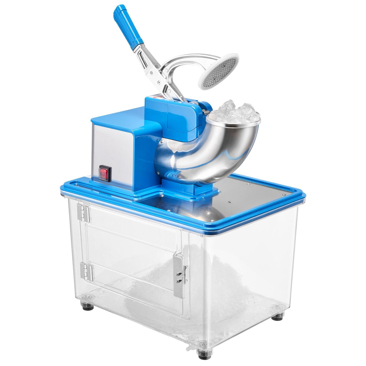 Commercial Ice Crusher 661LBS/H, 350W Electric Snow Cone Machine with 4 Blades, 2000RPM Stainless Steel Shaved Ice Machine with 11 Gal Crushed-Ice Box, for Family Restaurants Bars, Blue