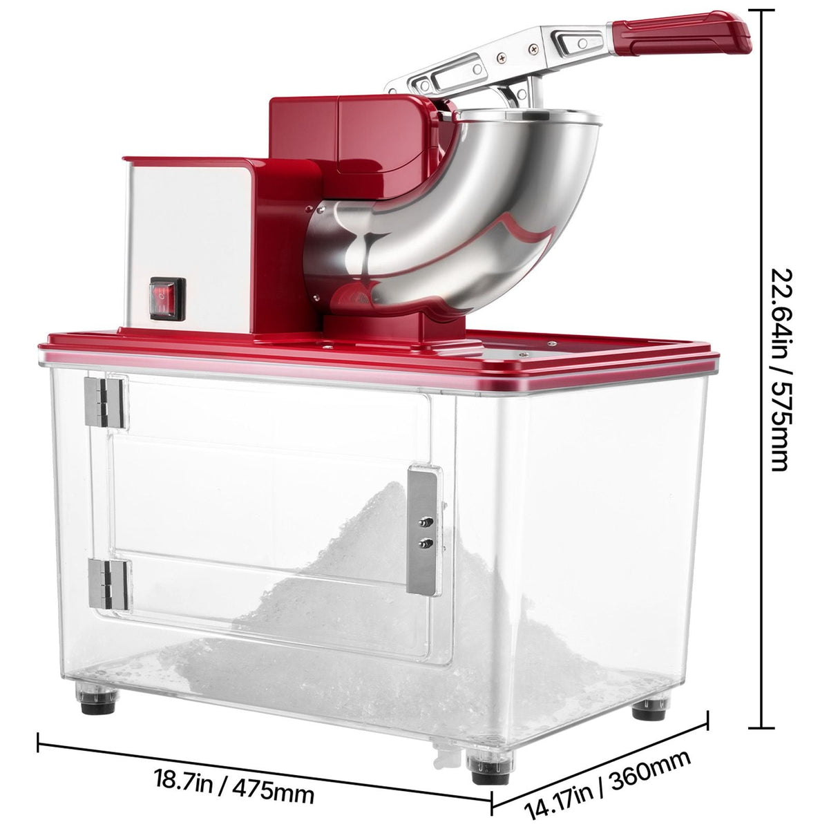 Commercial Ice Crusher 661LBS/H, 350W Electric Snow Cone Machine with 4 Blades, 2000RPM Stainless Steel Shaved Ice Machine with 11 Gal Crushed-Ice Box, for Family Restaurants Bars, Red
