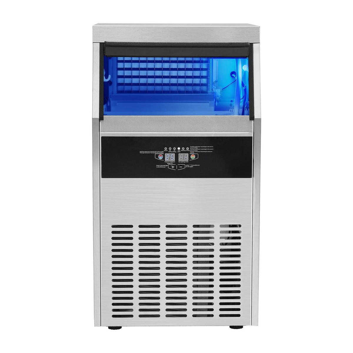 Commercial Ice Maker, 100lbs/24H, Ice Maker Machine, 50 Ice Cubes in 12-15 Minutes, Freestanding Cabinet Ice Maker with 33lbs Storage Capacity LED Digital Display, for Bar Home Office Restaurant