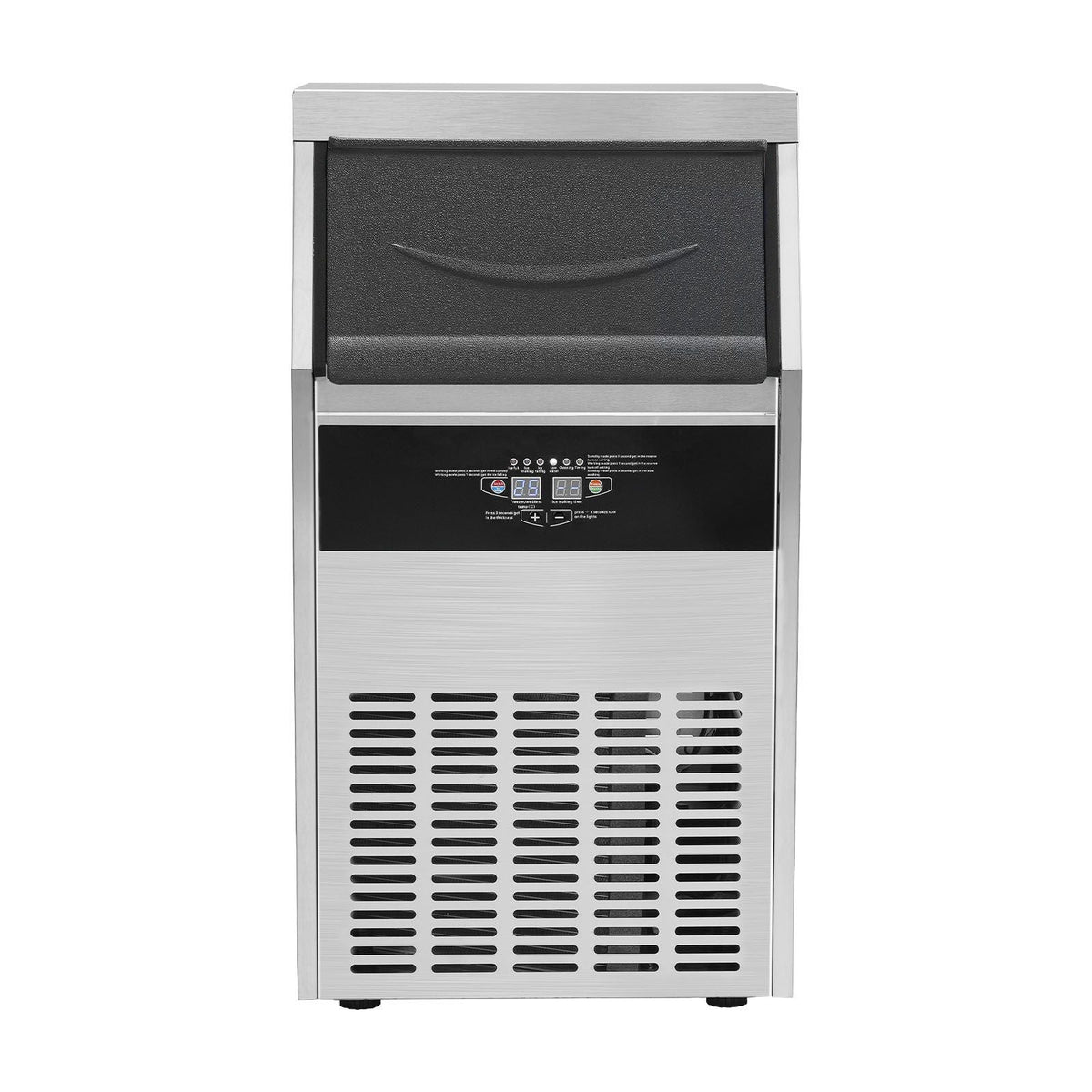 Commercial Ice Maker, 110lbs/24H, Ice Maker Machine, 60 Ice Cubes in 12-15 Minutes, Freestanding Cabinet Ice Maker with 33lbs Storage Capacity LED Digital Display, for Bar Home Office Restaurant