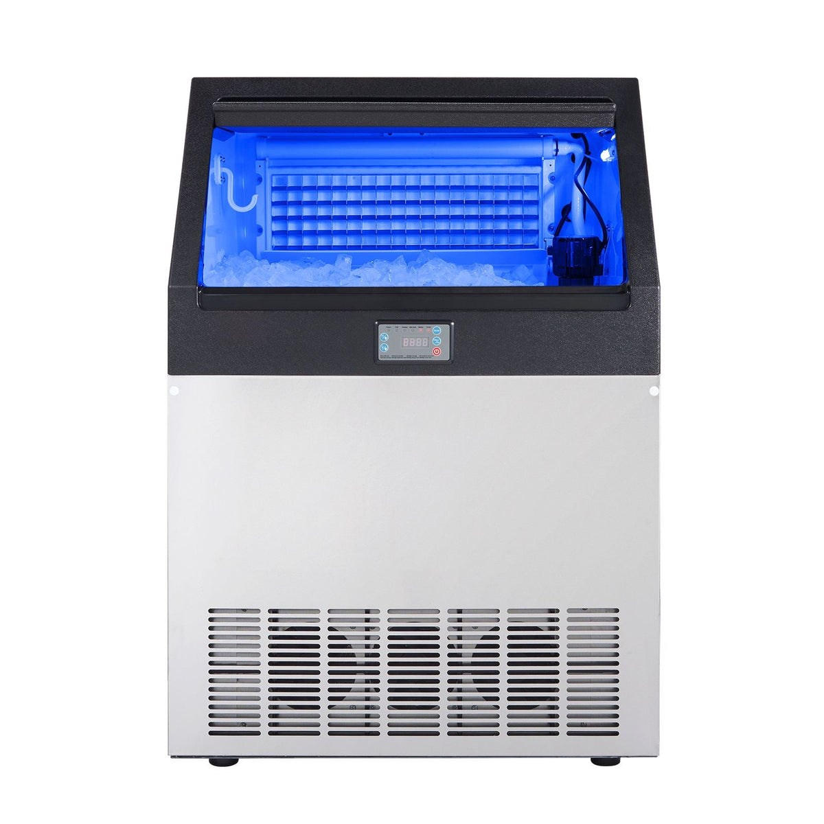 Commercial Ice Maker, 200lbs/24H, Ice Maker Machine, 90 Ice Cubes in 12-15 Minutes, Freestanding Cabinet Ice Maker with 66lbs Storage Capacity LED Digital Display, for Bar Home Office Restaurant