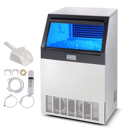 Commercial Ice Maker, 265lbs/24H, Ice Maker Machine, 126 Ice Cubes in 12-15 Minutes, Freestanding Cabinet Ice Maker with 88lbs Storage Capacity LED Digital Display, for Home Office Restaurant