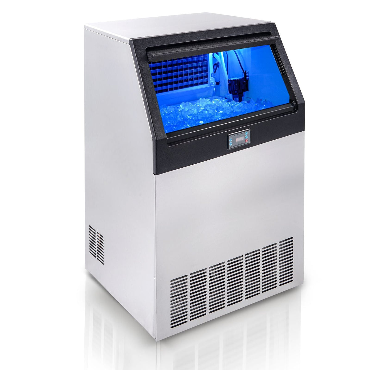 Commercial Ice Maker, 265lbs/24H, Ice Maker Machine, 126 Ice Cubes in 12-15 Minutes, Freestanding Cabinet Ice Maker with 88lbs Storage Capacity LED Digital Display, for Home Office Restaurant