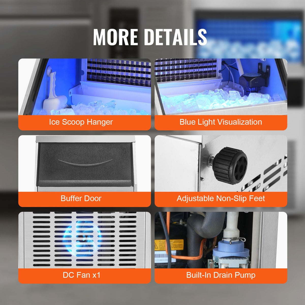 Commercial Ice Maker, 330lbs/24H, Ice Maker Machine, 126 Ice Cubes in 12-15 Minutes, Freestanding Cabinet Ice Maker with 88lbs Storage Capacity LED Digital Display, for Bar Home Restaurant