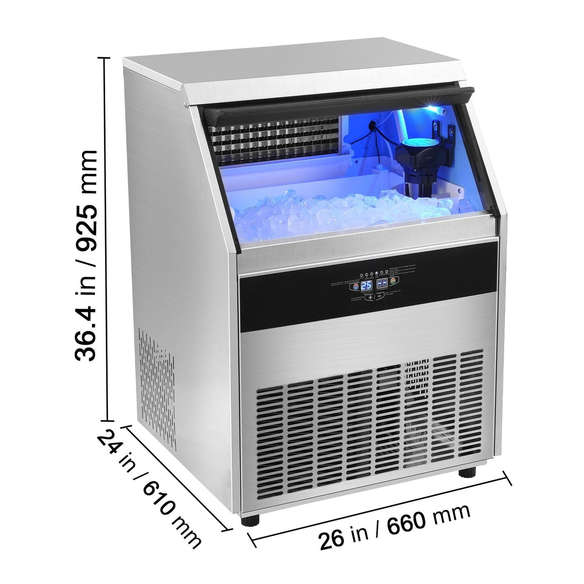 Commercial Ice Maker, 330lbs/24H, Ice Maker Machine, 126 Ice Cubes in 12-15 Minutes, Freestanding Cabinet Ice Maker with 88lbs Storage Capacity LED Digital Display, for Bar Home Restaurant