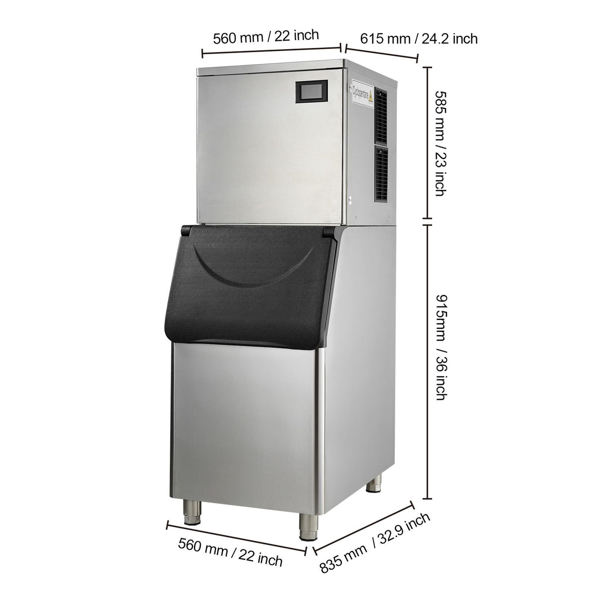 Commercial Ice Maker, 360LBS/24H Ice Making Machine with 330.7LBS Large Storage Bin, 700W Auto Self-Cleaning Ice Maker Machine with 3.5-inch LED Panel for Bar Cafe Restaurant Business