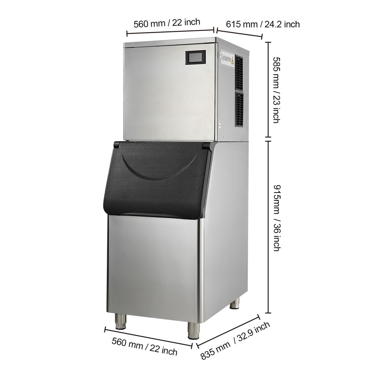 Commercial Ice Maker, 400LBS/24H Ice Making Machine with 330.7LBS Large Storage Bin, 800W Auto Self-Cleaning Ice Maker Machine with 3.5-inch LED Screen for Business Bar