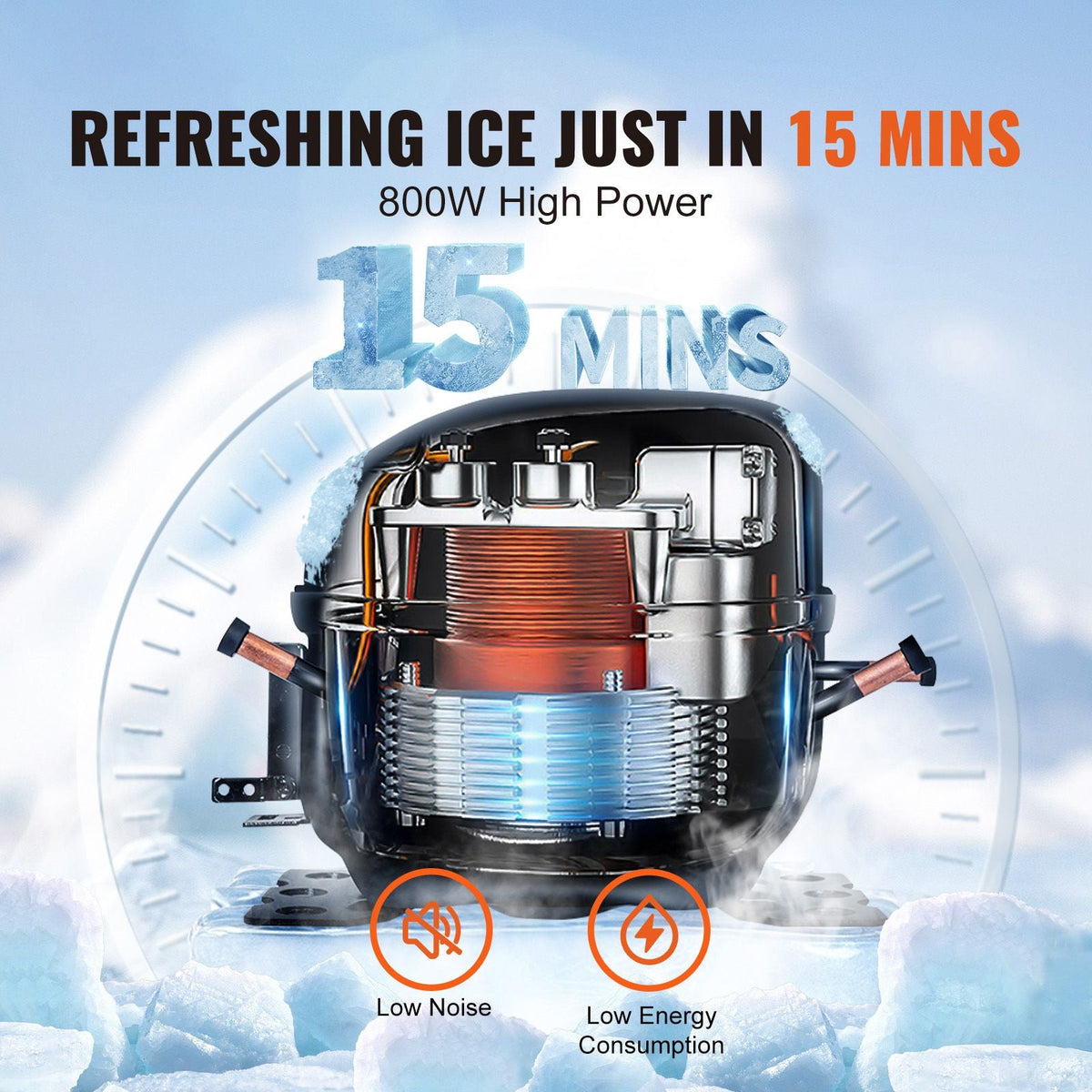 Commercial Ice Maker, 400LBS/24H Ice Making Machine with 330.7LBS Large Storage Bin, 800W Auto Self-Cleaning Ice Maker Machine with 3.5-inch LED Screen for Business Bar