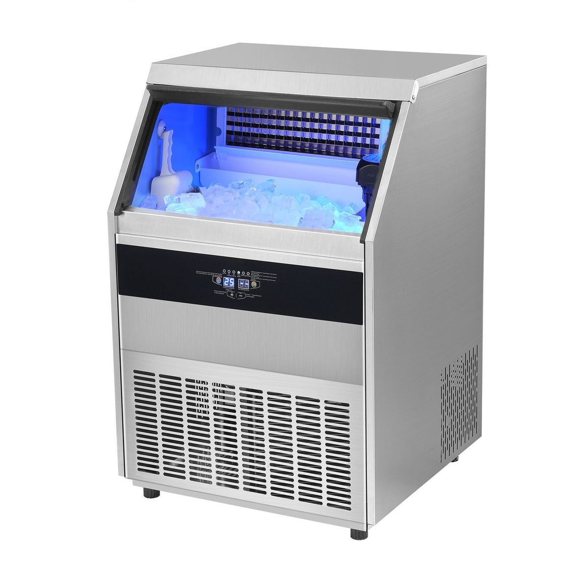 Commercial Ice Maker, 450lbs/24H, Ice Maker Machine, 160 Ice Cubes in 12-15 Minutes, Freestanding Cabinet Ice Maker with 130lbs Storage Capacity LED Digital Display, for Bar Home Office Restaura