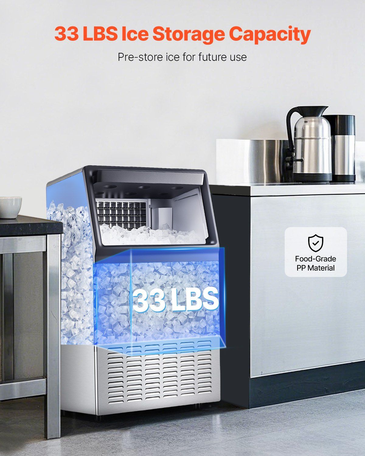 Commercial Ice Maker Freestanding Cabinet Machine 110lbs/24H 50 Ice Cubes
