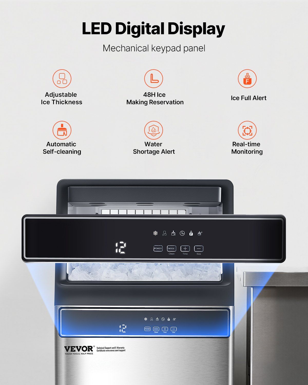 Commercial Ice Maker Freestanding Cabinet Machine 150lbs/24H 55 Ice Cubes