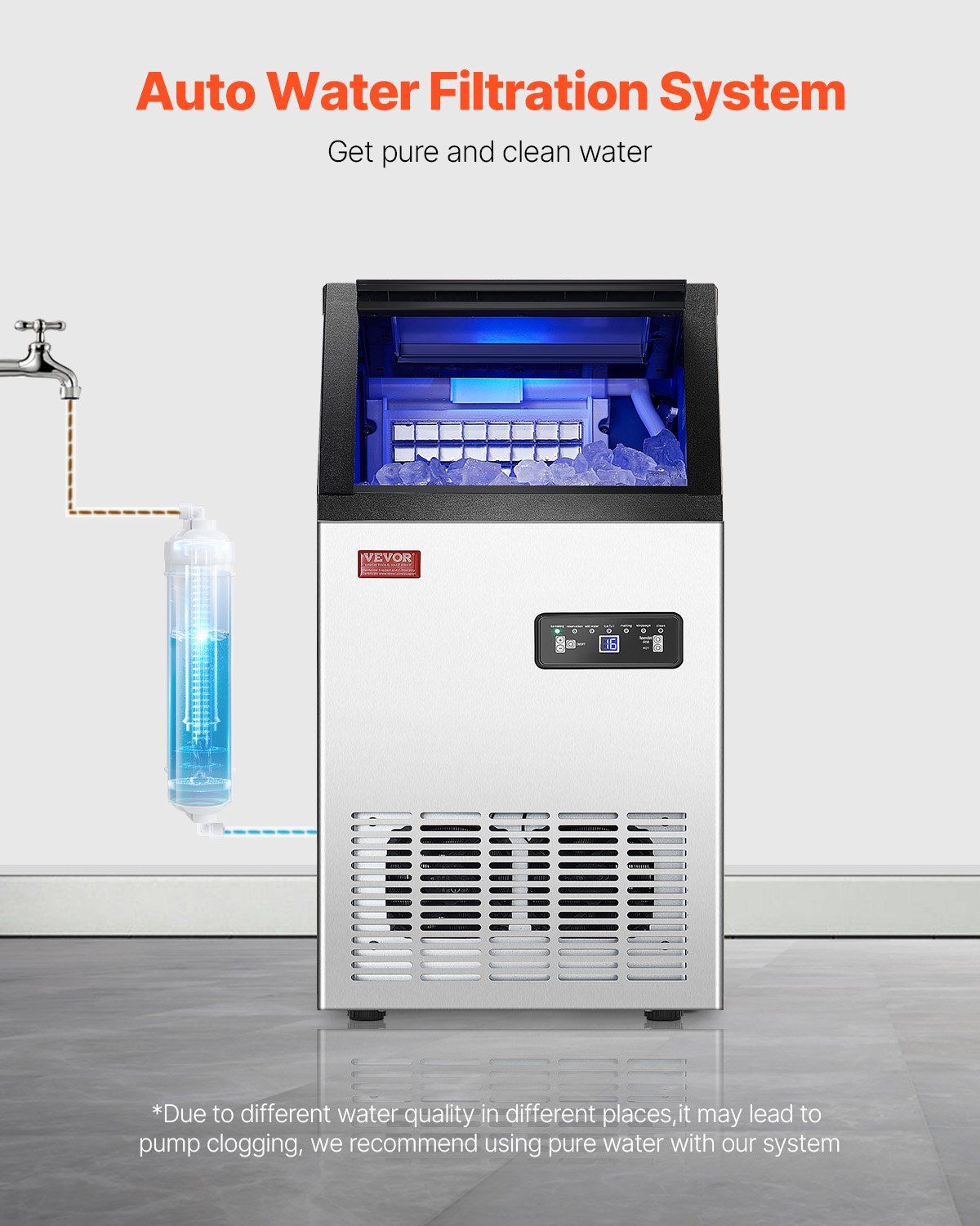 Commercial Ice Maker Freestanding Cabinet Machine 80lbs/24H 36 Ice Cubes