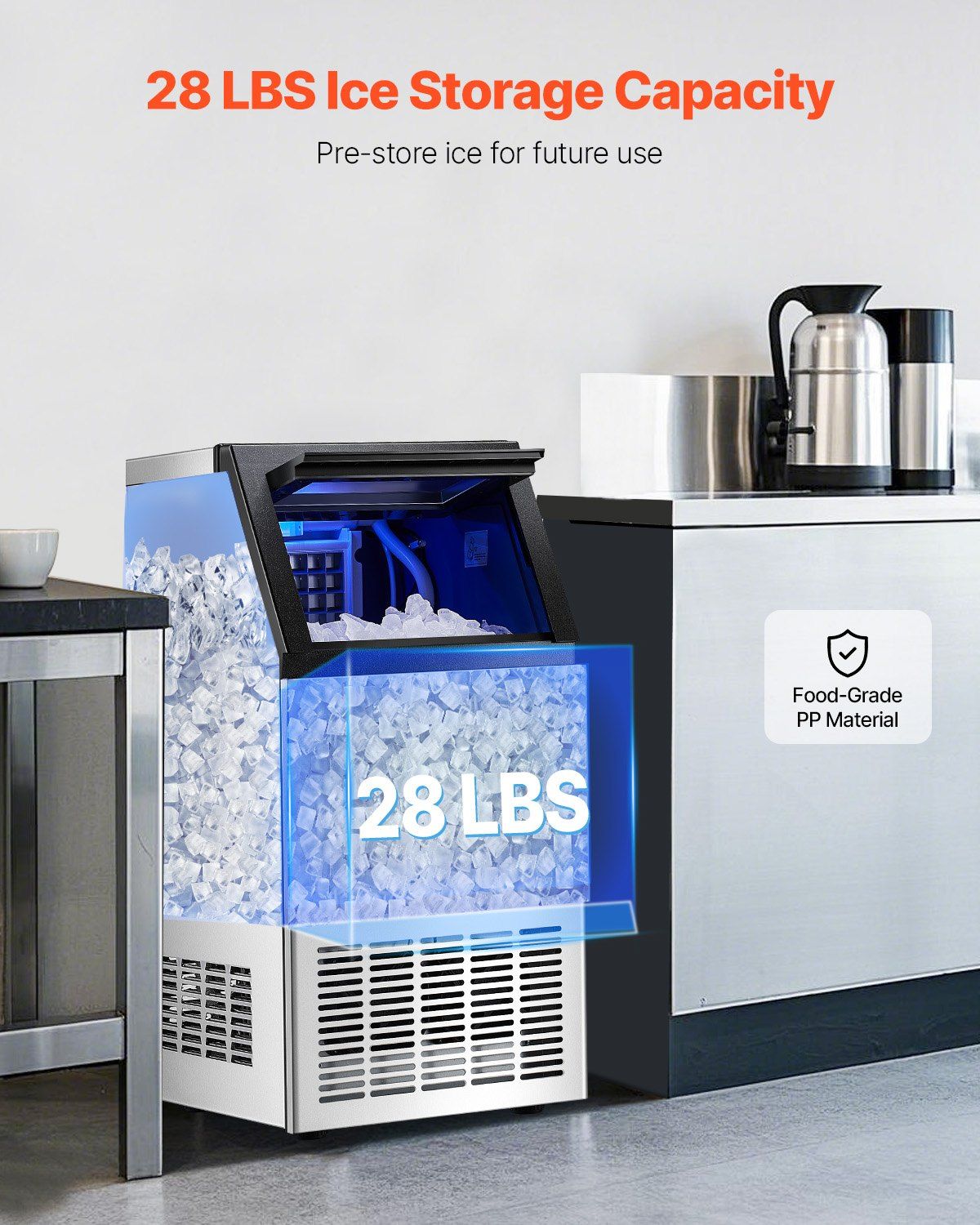 Commercial Ice Maker Freestanding Cabinet Machine 80lbs/24H 36 Ice Cubes