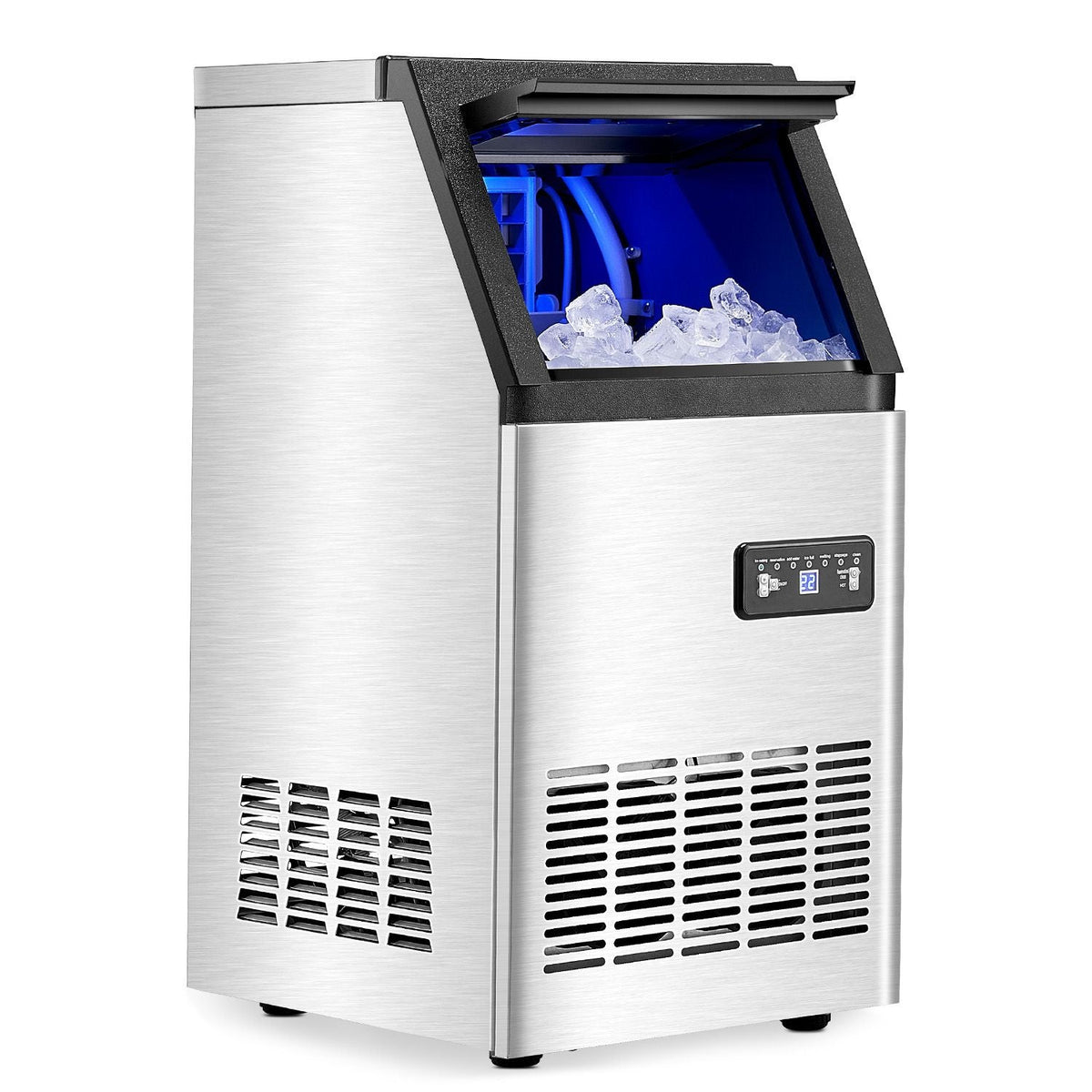 Commercial Ice Maker Machine, 100lbs/24H Ice Maker Machine with 16lbs Storage Capacity, 36 Ice Cubes in 15 Minutes, LED Digital Display Freestanding Self-Cleaning for Bar Office Restaurant