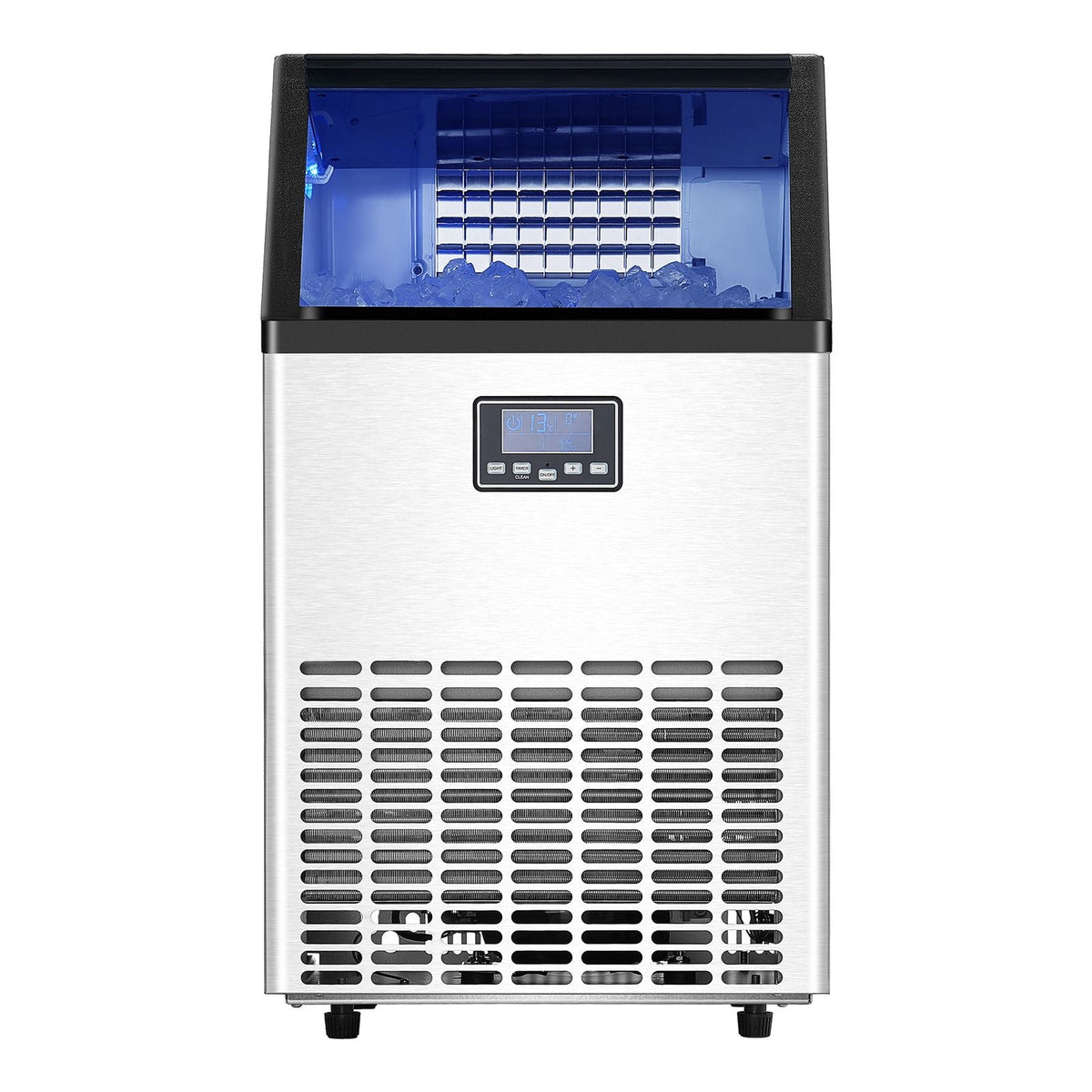 Commercial Ice Maker Machine, 100lbs/24H Ice Maker Machine with 33lbs Storage Capacity, 45 Ice Cubes in 15 Minutes, LED Digital Display Freestanding Self-Cleaning for Bar Office Restaurant