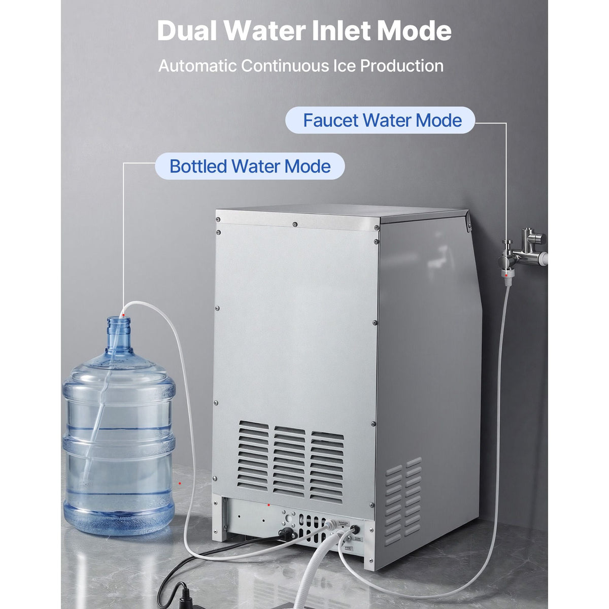 Commercial Ice Maker Machine, 150 lbs/24h with 30 lbs Storage Capacity, Built-in/Freestanding/Under Counter, Stainless Steel Ice Maker with LED Display & Self-Cleaning, for Home Bar Restaurant