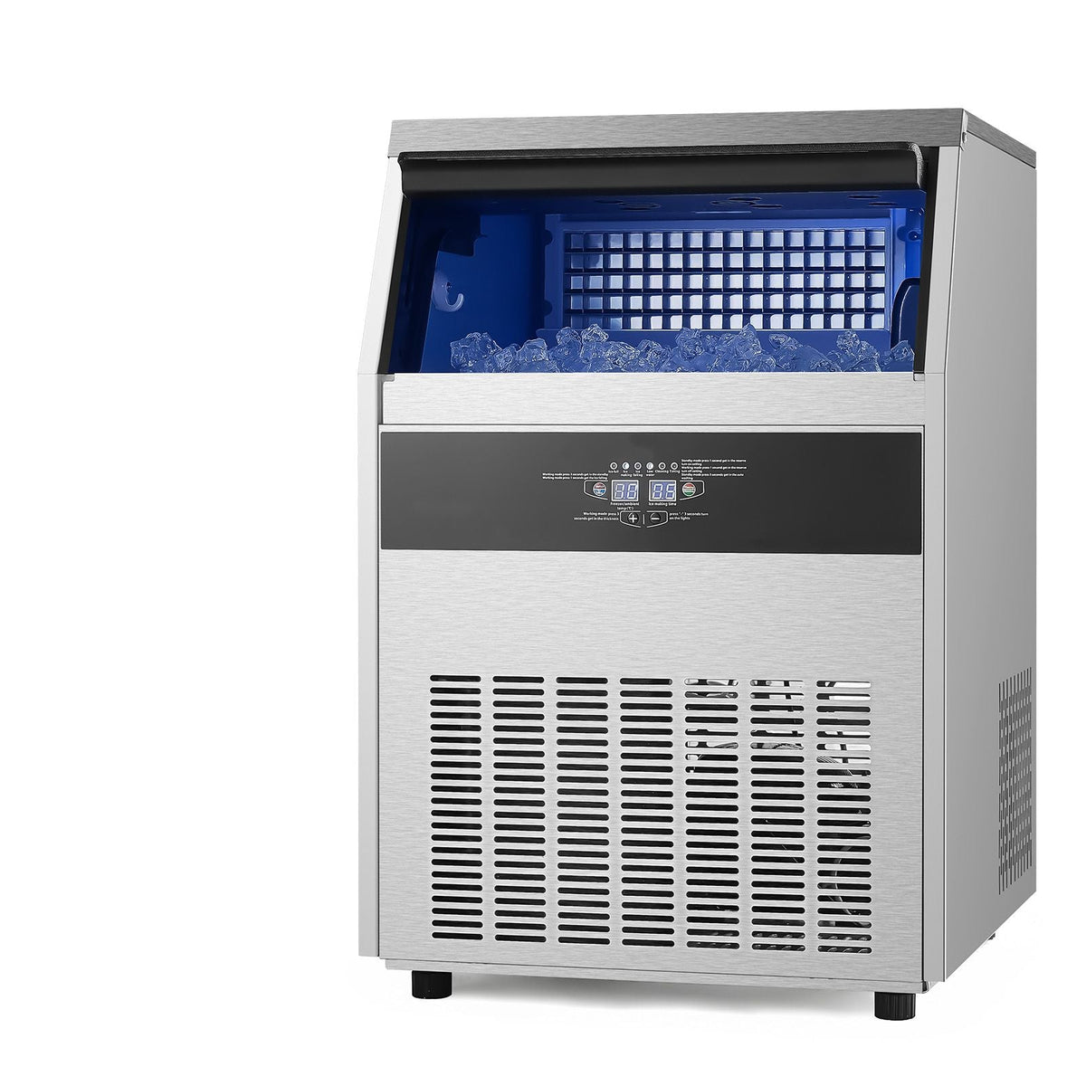 Commercial Ice Maker Machine, 200lbs/24H Ice Maker Machine with 66lbs Storage Capacity, 108 Ice Cubes in 15 Minutes, LED Digital Display Freestanding Self-Cleaning for Bar Office Restaurant