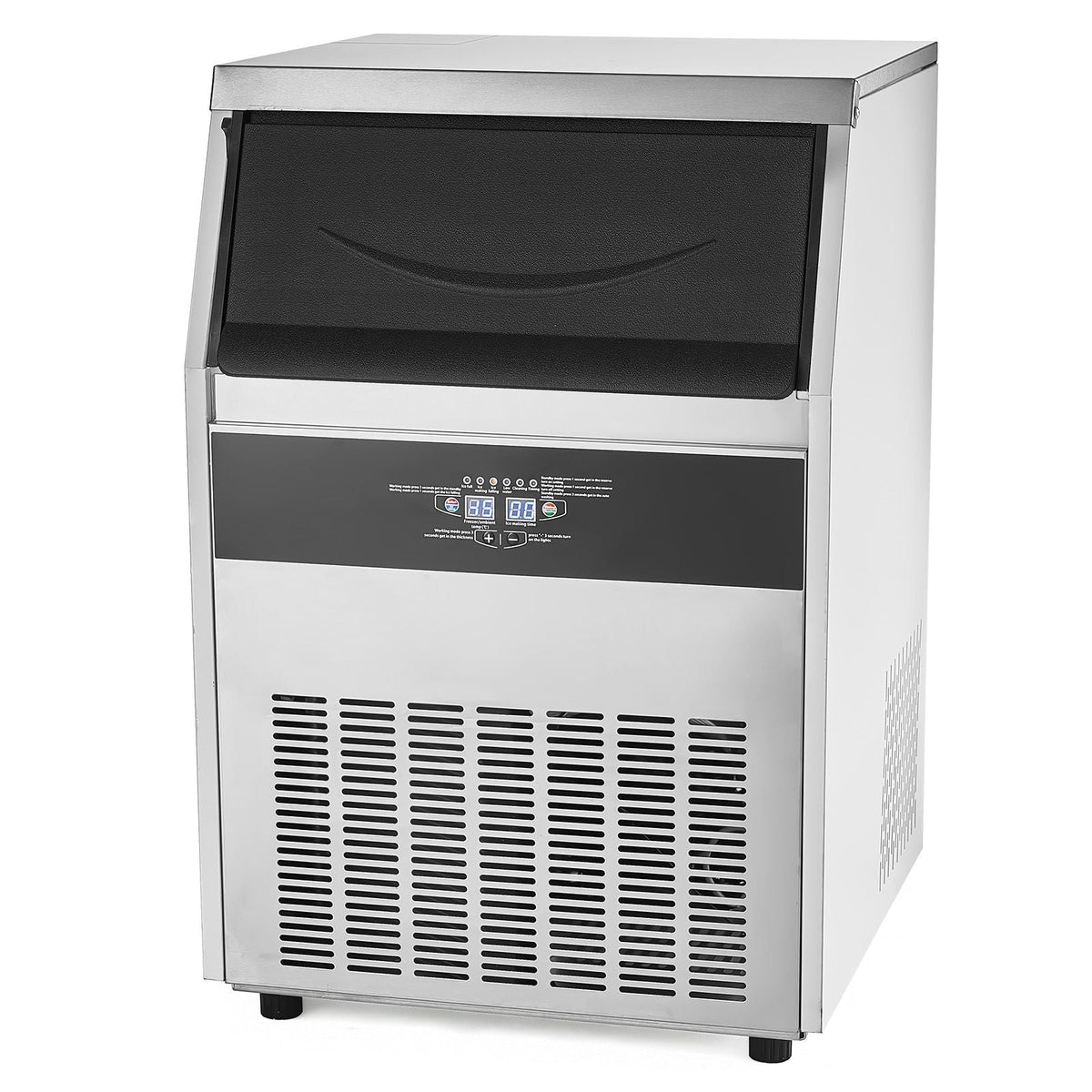 Commercial Ice Maker Machine, 200lbs/24H Ice Maker Machine with 66lbs Storage Capacity, 108 Ice Cubes in 15 Minutes, LED Digital Display Freestanding Self-Cleaning for Bar Office Restaurant