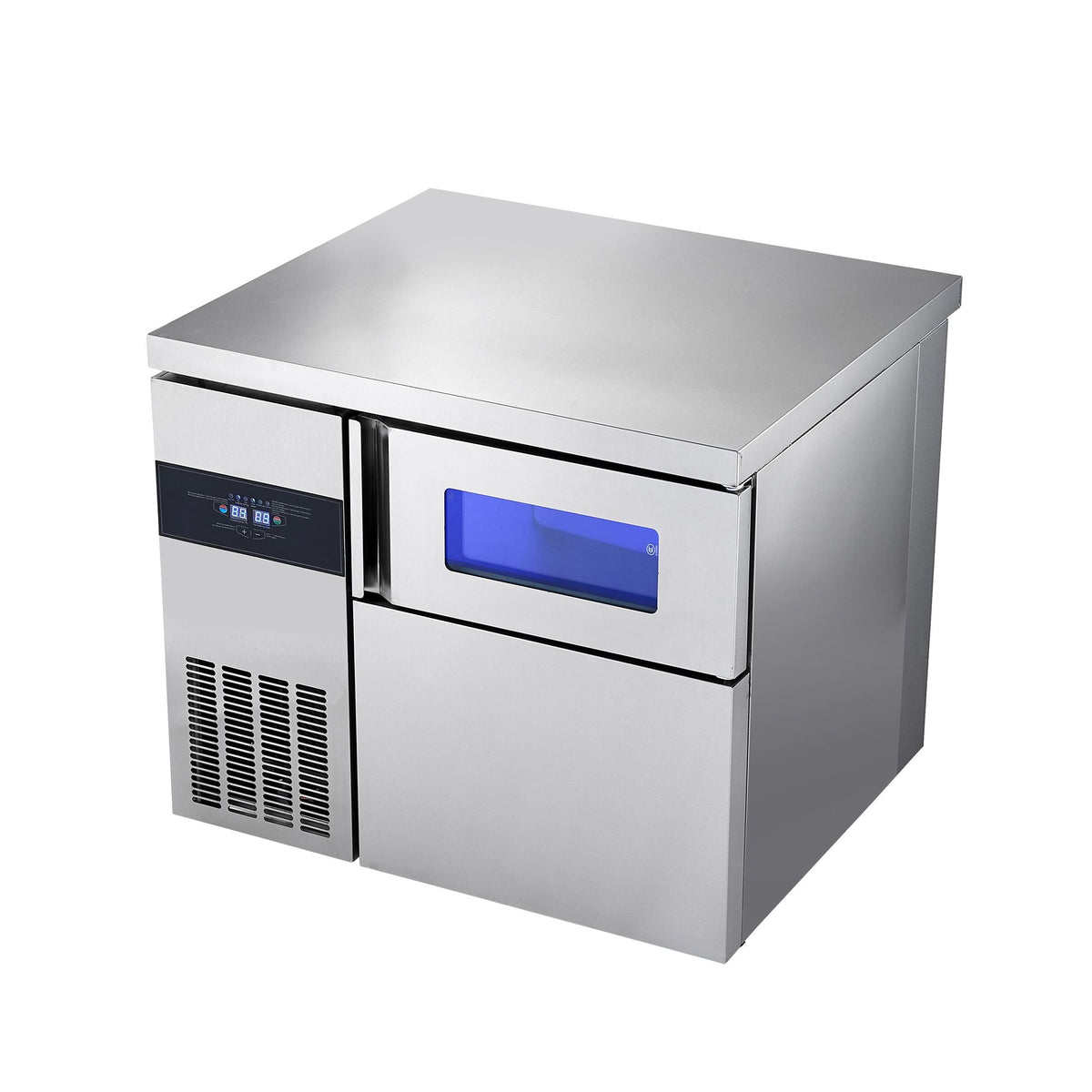 Commercial Ice Maker Machine, 220 lbs/24H Stainless Steel Ice Machine with Worktop, 66 lbs Storage & 108 Cubes/Cycle, Self-Cleaning Freestanding Ice-Making for Home Bar Office Restaurant Kitchen