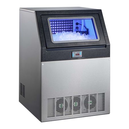 Commercial Ice Maker Machine, 265 lbs/24h with 85 lbs Storage Capacity, Built-in/Freestanding/Under Counter, Stainless Steel Ice Maker with LED Display & Self-Cleaning, for Home Bar Restaurant