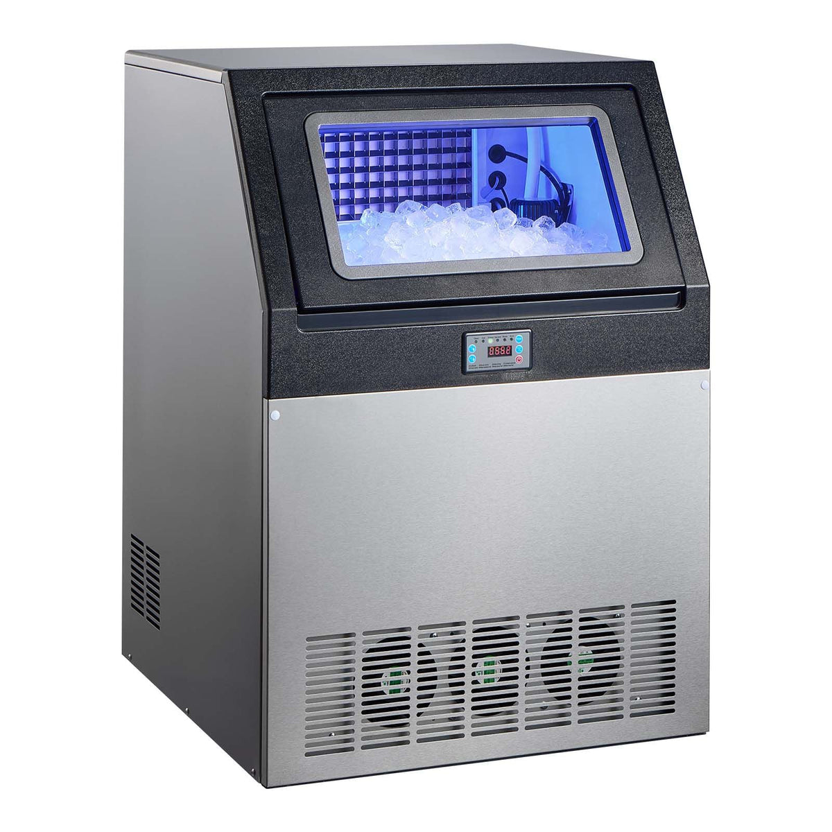 Commercial Ice Maker Machine, 265 lbs/24h with 85 lbs Storage Capacity, Built-in/Freestanding/Under Counter, Stainless Steel Ice Maker with LED Display & Self-Cleaning, for Home Bar Restaurant