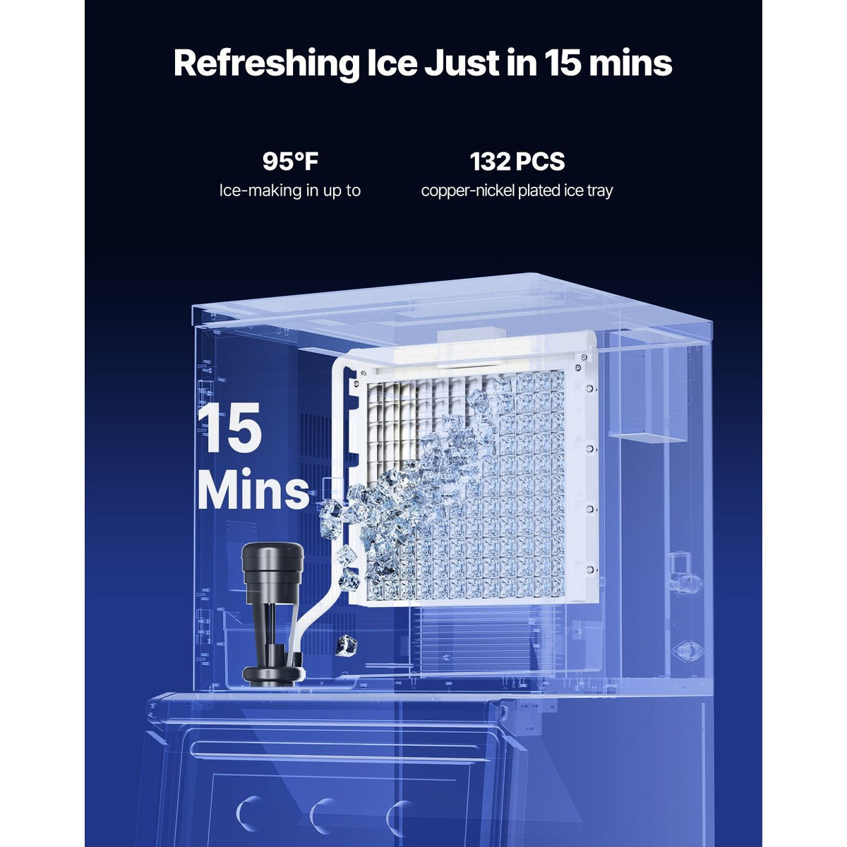 Commercial Ice Maker Machine 300 lbs/24 h, 20 Inch Stainless Steel Industrial Ice Machine, Self-Cleaning and Scheduled Ice Making, Modular Ice Cube Machine for Restaurant Hotel - Head Only