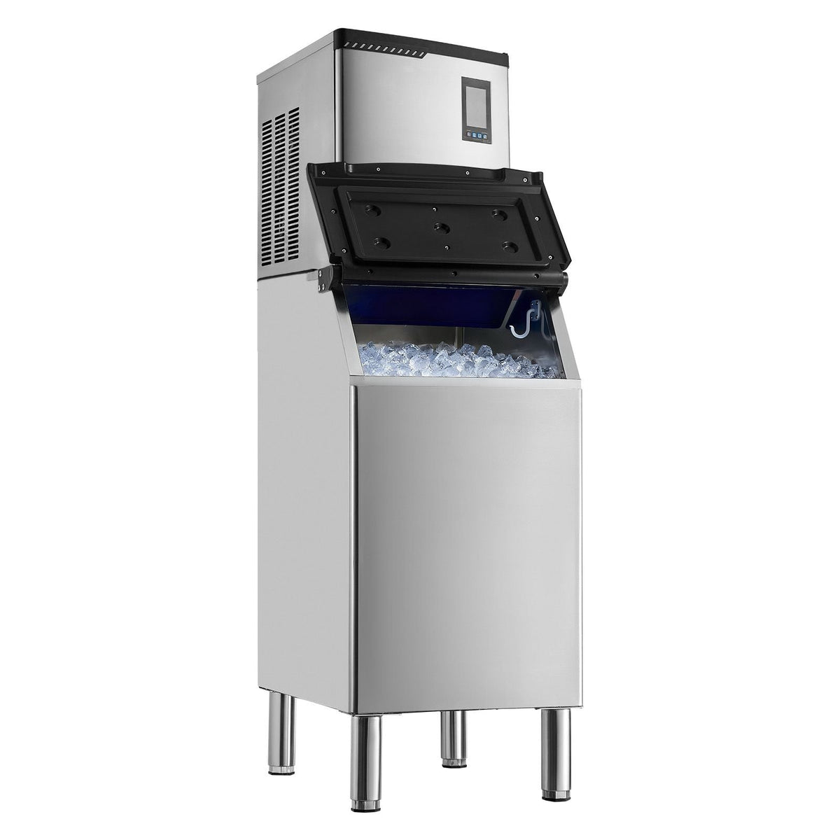 Commercial Ice Maker Machine, 300LBS/24H Ice-Making Machine with 300LBS Stainless Steel Storage Bin, Auto Self-Cleaning Ice Maker with Touchscreen for Bar Cafe Restaurant Business Commercial