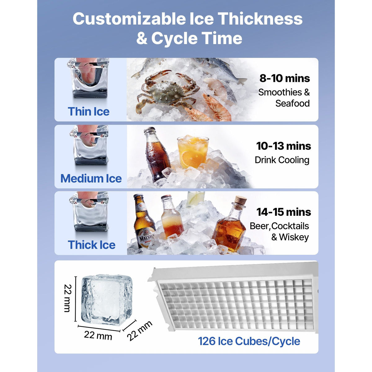 Commercial Ice Maker Machine, 360 lbs/24h with 85 lbs Storage Capacity, Built-in/Freestanding/Under Counter, Stainless Steel Ice Maker with LED Display & Self-Cleaning, for Home Bar Restaurant