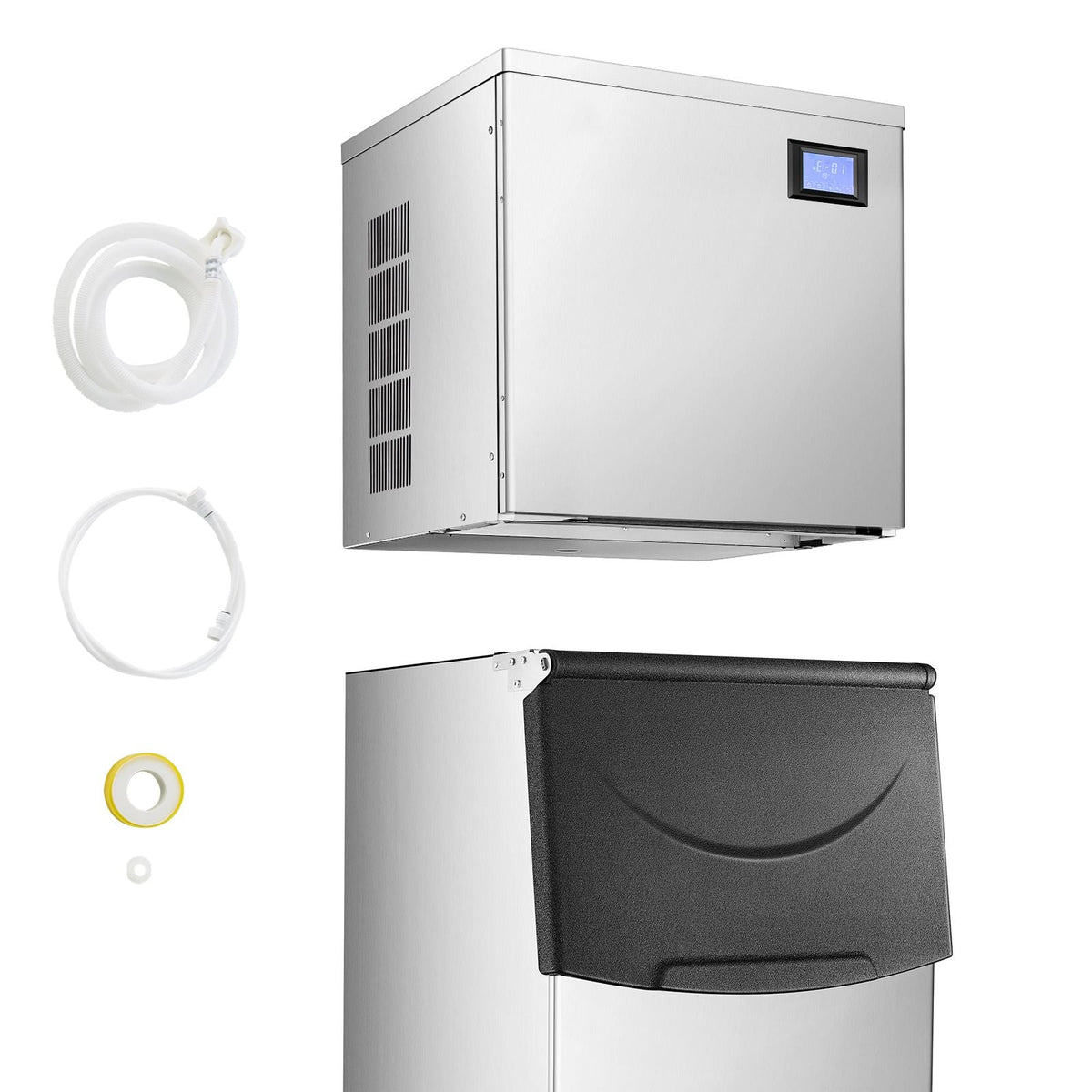 Commercial Ice Maker Machine 360 lbs/Day, 22 Inch Stainless Steel Industrial Ice Machine, Self-Cleaning and Scheduled Ice Making, Modular Ice Cube Machine for Restaurant Hotel - Head Only
