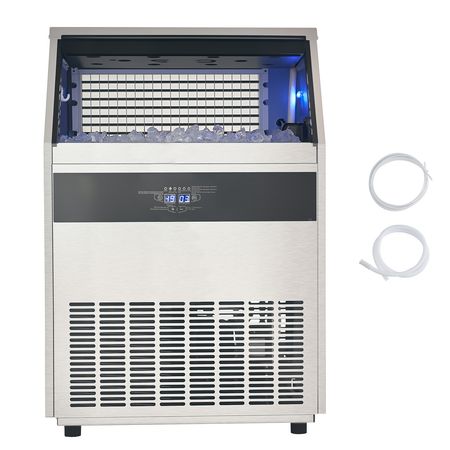 Commercial Ice Maker Machine, 440lbs/24H Ice Maker Machine with 130lbs Storage Capacity, 160 Ice Cubes in 15 Minutes, LED Digital Display Freestanding Self-Cleaning for Bar Office Restaurant