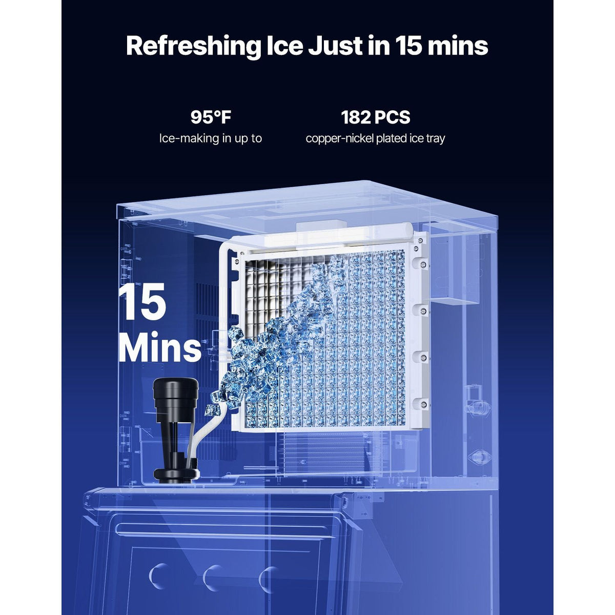 Commercial Ice Maker Machine 450 lbs/Day, 22 Inch Stainless Steel Industrial Ice Machine, Self-Cleaning and Scheduled Ice Making, Modular Ice Cube Machine for Restaurant Hotel - Head Only