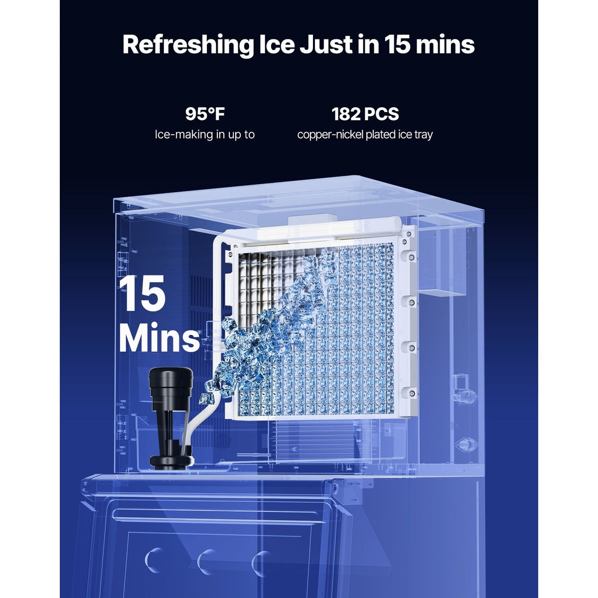 Commercial Ice Maker Machine 500 lbs/24 h, 22 Inch Stainless Steel Industrial Ice Machine, Self-Cleaning and Scheduled Ice Making, Modular Ice Cube Machine for Restaurant Hotel - Head Only