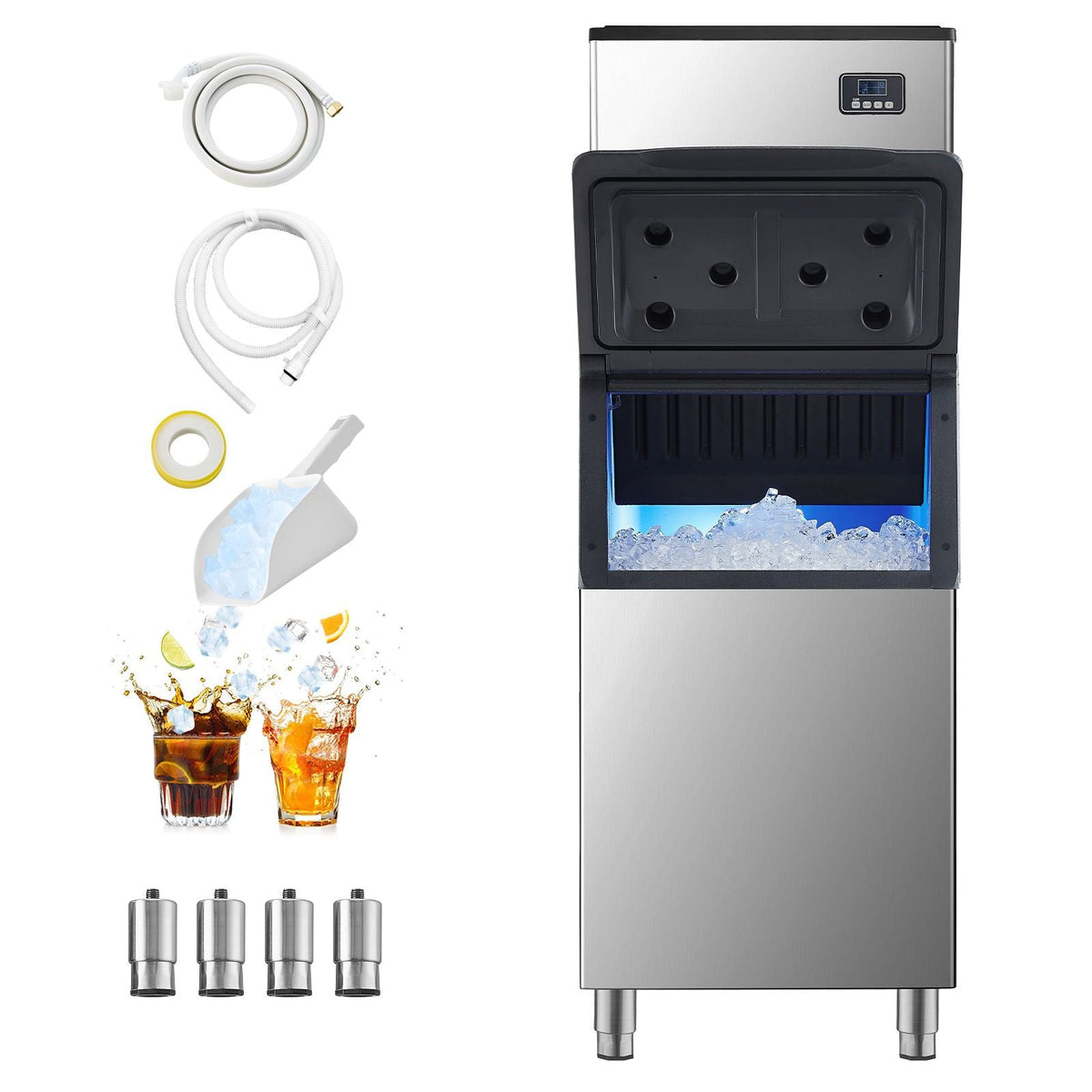 Commercial Ice Maker Machine, 500LBS/24H Ice-Making Machine with 300LBS Large Storage Bin, Auto Self-Cleaning Ice Maker with Touchscreen for Bar Cafe Restaurant Business Commercial