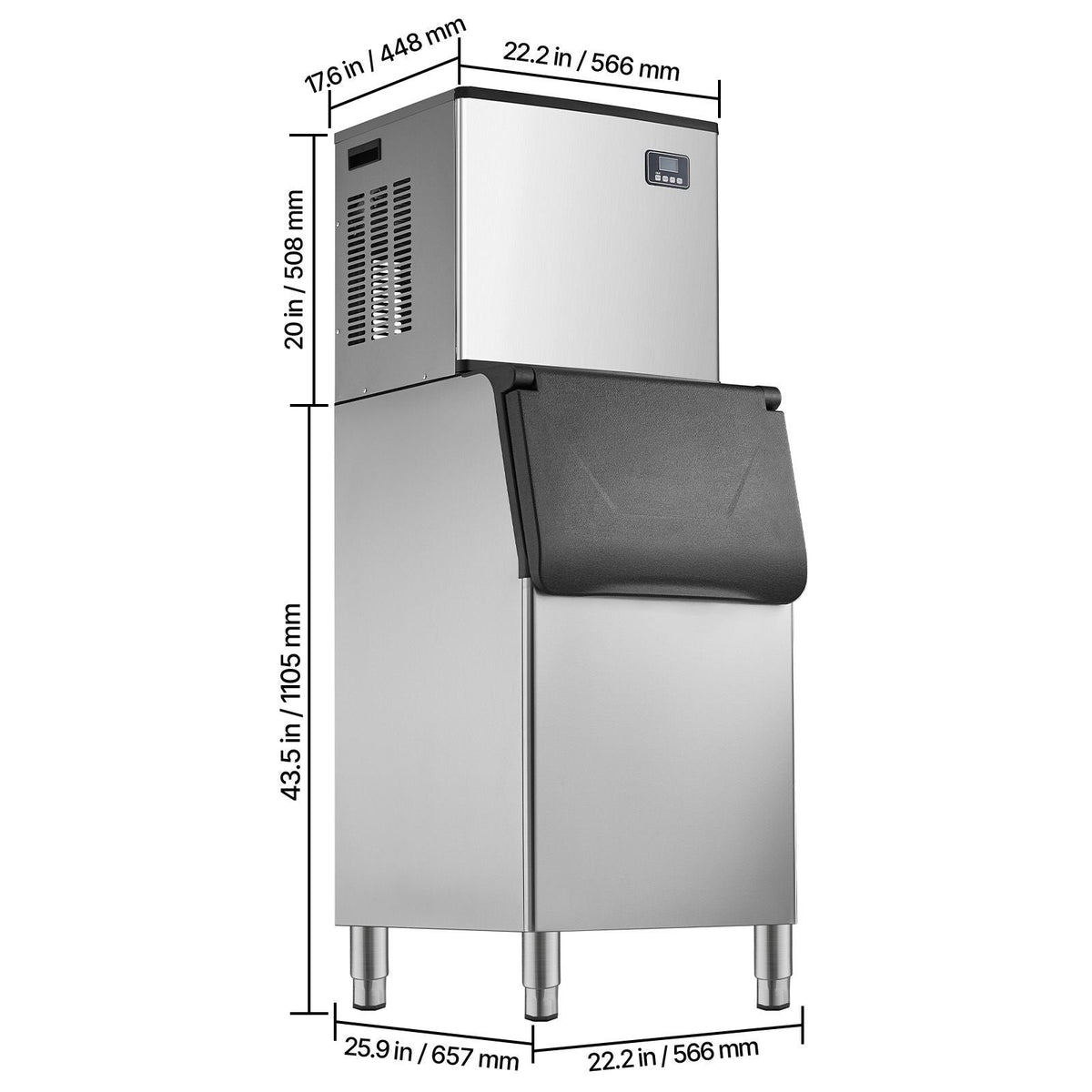 Commercial Ice Maker Machine, 500LBS/24H Ice-Making Machine with 300LBS Large Storage Bin, Auto Self-Cleaning Ice Maker with Touchscreen for Bar Cafe Restaurant Business Commercial
