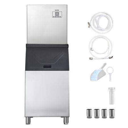 Commercial Ice Maker Machine, 550LBS/24H Ice-Making Machine with 300LBS Stainless Steel Storage Bin, Auto Self-Cleaning Ice Maker with Touchscreen for Bar Cafe Restaurant Business Commercial