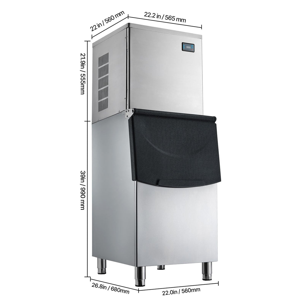 Commercial Ice Maker Machine, 650LBS/24H Ice-Making Machine with 250LBS Stainless Steel Storage Bin, Auto Self-Cleaning Ice Maker with Touchscreen for Bar Cafe Restaurant Business Commercial