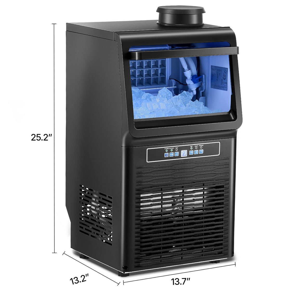 Commercial Ice Maker Machine, 70lbs/24H Ice Maker Machine with 12lbs Storage Capacity, 36 Ice Cubes in 15 Minutes, LED Digital Display Freestanding Self-Cleaning for Bar Office Restaurant
