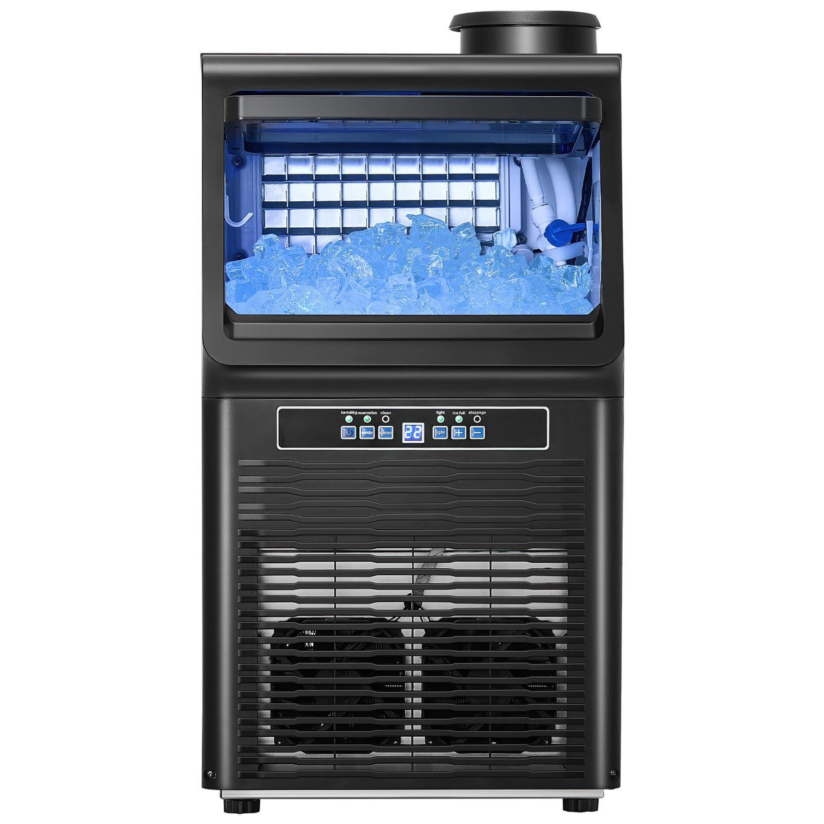 Commercial Ice Maker Machine, 70lbs/24H Ice Maker Machine with 12lbs Storage Capacity, 36 Ice Cubes in 15 Minutes, LED Digital Display Freestanding Self-Cleaning for Bar Office Restaurant