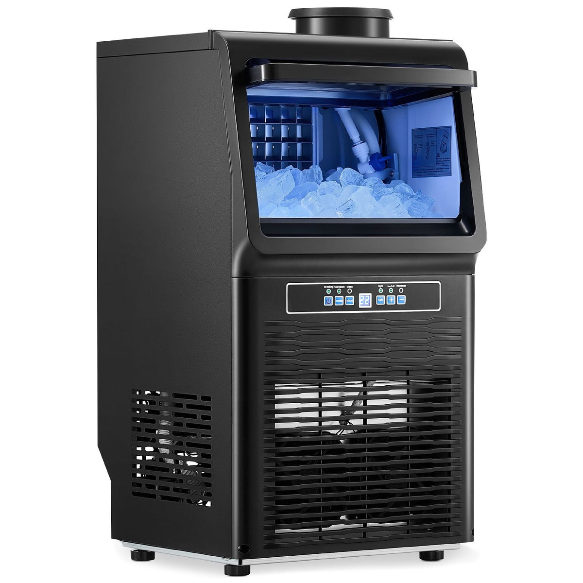 Commercial Ice Maker Machine, 70lbs/24H Ice Maker Machine with 12lbs Storage Capacity, 36 Ice Cubes in 15 Minutes, LED Digital Display Freestanding Self-Cleaning for Bar Office Restaurant
