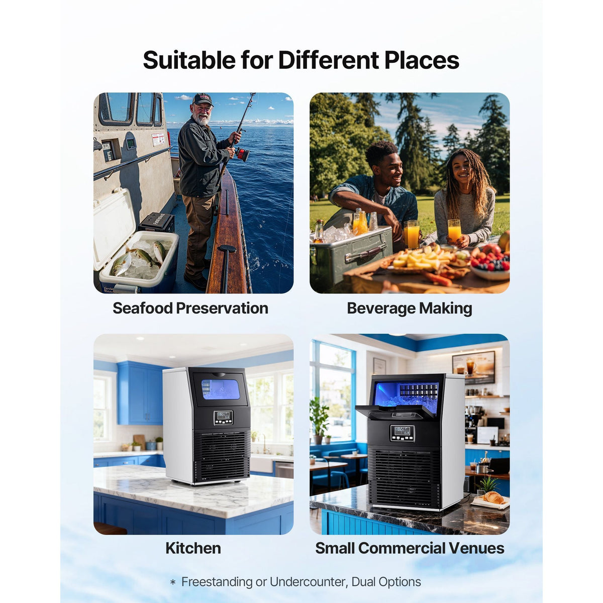 Commercial Ice Maker Machine, 80 lbs/24h with 12Lbs Storage, 32 Cubes per Cycle, Stainless Steel Freestanding & Countertop Ice Maker with LED Display & Self-Cleaning, for Home Bar Restaurant